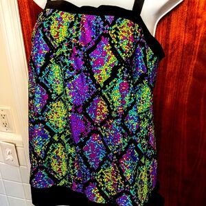 Women's Tankini Top Padded Bra Adjustable Straps Abstract Pattern Print XL NWT